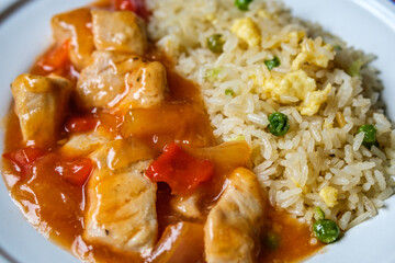 Cantonese Style Sweet And Sour Chicked Meal