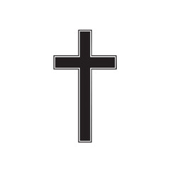 Minimalist Vector Icon of Cross in Black and White with Bold Geometric Style