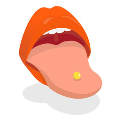 3D Isometric Flat  Illustration of Body Piercing. Item 3