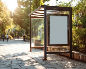 Blank Advertisement Board at City Park Bus Stop