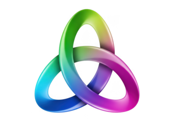 Colorful trinity knot symbol isolated on transparent background