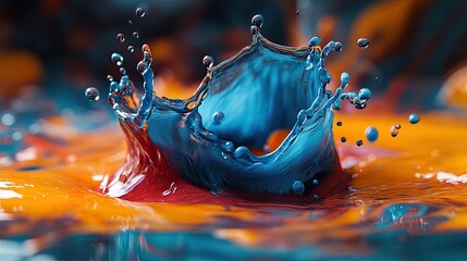 Vibrant liquid splash, colorful crown, abstract background, potential use for a graphic design element
