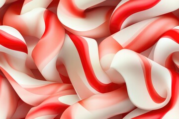 Festive candy wonderland with striped ornaments and greenery accents