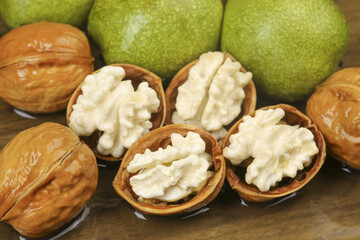 Fresh Walnuts and Green Pears Studio Shot - Gourmet Natural Foods Composition