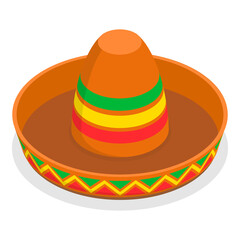 3D Isometric Flat  Set of Mexican Hats. Item 7