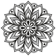 Elegant Mandala Clipart Black Line Art on White Background