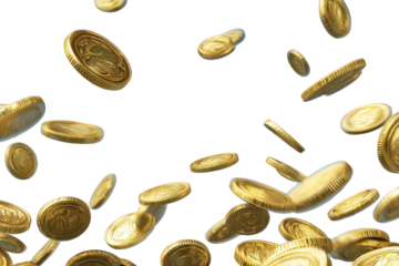 Gold Coins Falling on Black Background