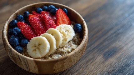 Healthy Oatmeal Bowl with Fresh Fruits and Nuts Nutritious Morning Breakfast Food
