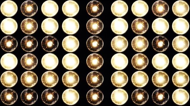 Rows of Gold Light Bulbs &ndash; Retro Stage Marquee Background Animation 4K