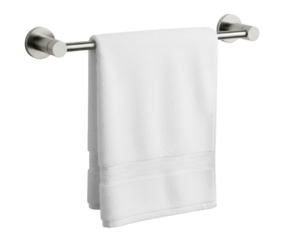 A White Towel on a Silver Towel Rack Isolated Transparent PNG