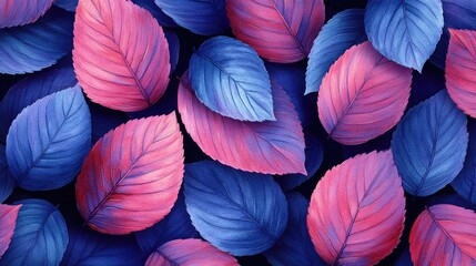 Vibrant Pink and Blue Leaves Background