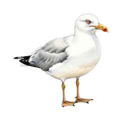 Fototapeta premium A Watercolor Seagull Bird Illustration Isolated Transparent PNG