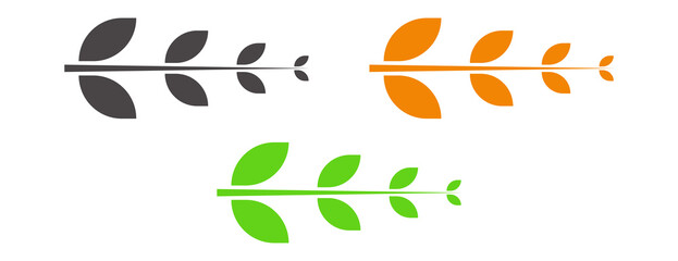 Fototapeta premium Set of Simple Leaf Icons Representing Nature, Environment, and Ecology