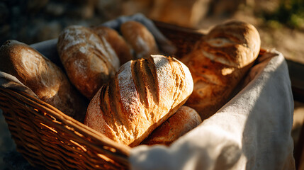 Close-up of whole grain baked breads

