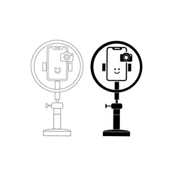 Ring Light with Smartphone Selfie Camera Icon Vector Illustration
