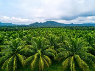Obraz premium Sustainable palm oil plantation with certified practices, Agricultural Real Estate, ethical crop production