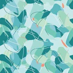 Abstract pattern design with organic shapes in shades of teal and light blue, patern seamless, Stock royalty.