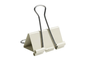 White binder clip isolated on transparent background