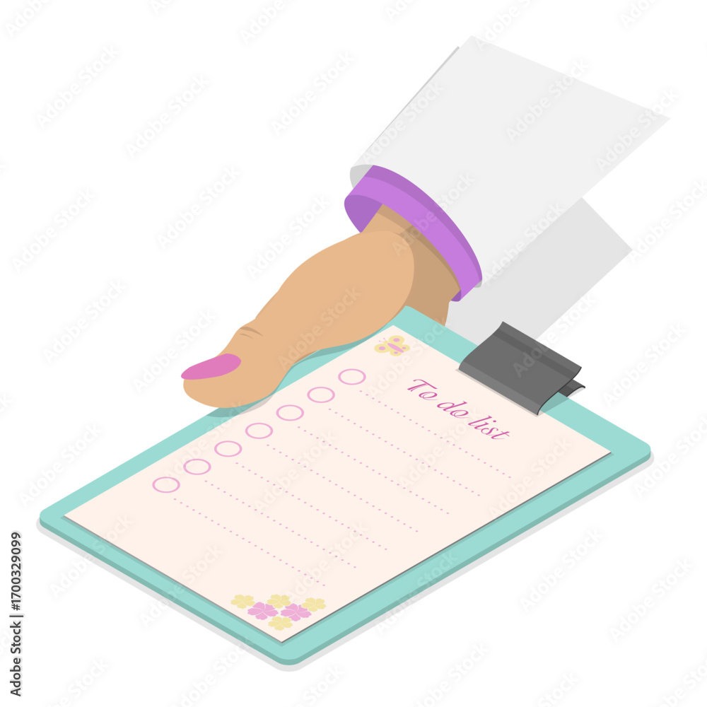 Poster 3d isometric flat vector set of checklists, todo list collection. item 4