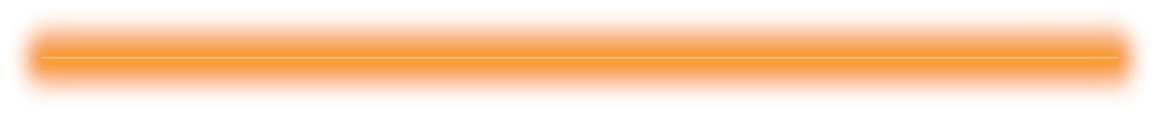 Neon glowing line. Transparent neon border divider in bright orange light.