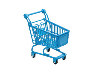 Small blue shopping cart isolated on transparent background