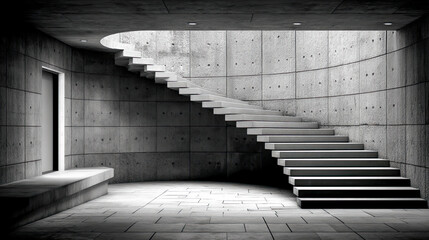 Brutalistische Architektur mit geometrischen Formen, Betonflächen und klaren Linien. Moderne Gebäude, Licht und Schatten, architektonische Details und urbanes Design. Perfekt für Kunst und Editorials.