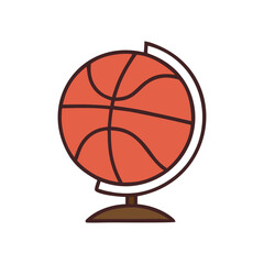 Stylized basketball globe on a stand representing global sports or international basketball competitions isolated on transparent background