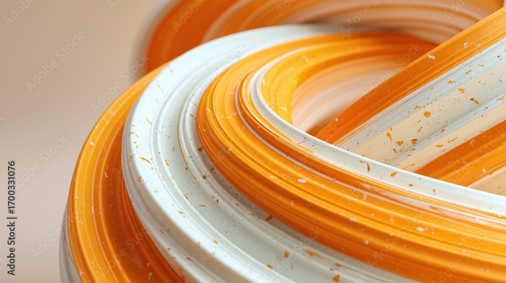 Aufkleber dynamic abstract background featuring a swirling orange and white glossy shape with fluid curves and