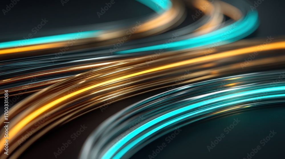 Aufkleber abstract background with glowing orange and teal light trails representing digital data flow and hig