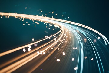 Abstract Representation of High-Speed Data Transmission and Network Connectivity Through Fiber Optics