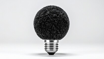 Black fuzzy light bulb with metallic base.