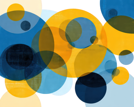Abstract Background With Overlapping Circles In Yellow, Blue, And Beige