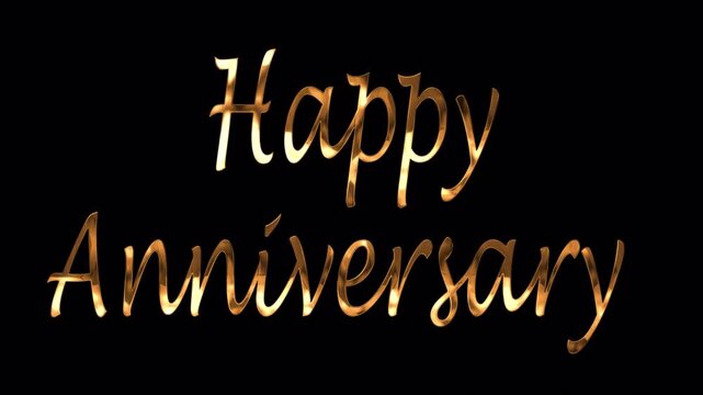 Elegant gold script lettering displays "Happy Anniversary" on a striking black background.