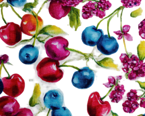 Vibrant Fruit Pattern with Cherries and Berries