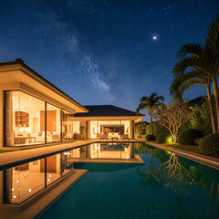 swimming pool at night