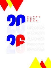 2026 wave line number design for celebrating 2026 happy new year , isolated  in white with bright color