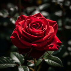 red rose with water droplets