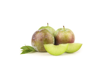 Sweet Plums with Reddish Skin and Crisp Texture - Fresh Fruit on White Background