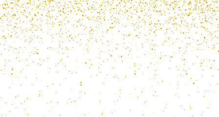 gold glitter round particles confetti. Luxury sparkling glitter dust falling isolated on transparent background. Falling magic glitter confetti, golden dust. Modern Design elements or decoration, PNG