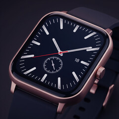 Elegant rose gold smartwatch with a sleek dark dial displays modern timekeeping sophistication, perfect for tech-savvy professionals seeking style and functionality.