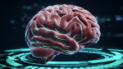 Human Brain Digital Representation with Glowing Blue Interface for AI and Technology Concepts. - Powered by Adobe