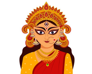 goddess durga maa for happy navratri festival celebration vector illustration