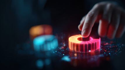 Digital interface futuristic technology glowing elements user interaction data visualization modern design vibrant colors abstract shapes innovation touchscreen