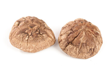 Dried Shiitake Mushrooms on White Background - Asian Cooking Ingredient Still Life
