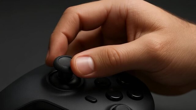 Gaming action hand movement on controller indoor setting close-up shot engaging gameplay experience