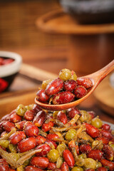 Spiced Fried Peanuts and Beans with Vinegar - Traditional Asian Appetizer Dish