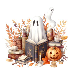 An old pirate with an antique treasure chest full of gifts, brown and festive for the autumn holidays