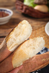 Fresh White Bread Slices on Wooden Cutting Board - Bakery Food Photography