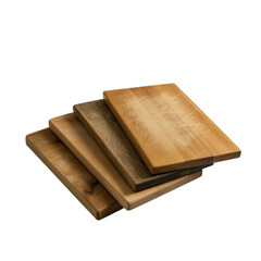 Obraz premium Four old wooden cutting boards isolated on white background