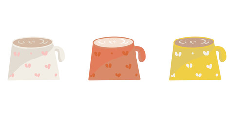 Coffee, Tea Mugs Set, Cup Illustration, Hot Drink 